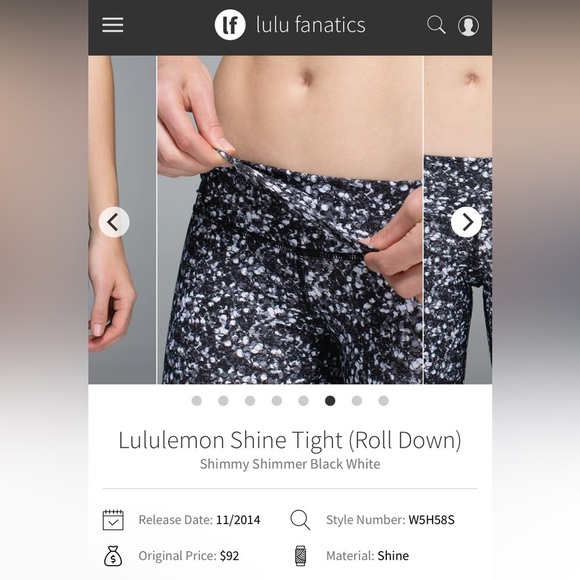 Lululemon Shine Tight Roll Down in Shimmy Shimmer Black White Women’s Size 6 - Picture 4 of 10